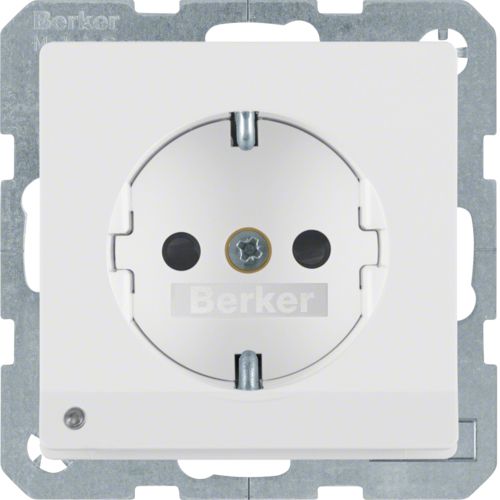 Розетка з з/к з зах.контактів з LED-підсвіткою, 16А/250В, пол.білизна, Q.x 41096089