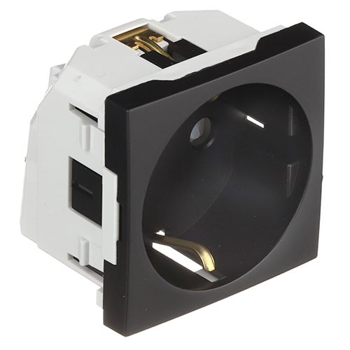 Механізм розетки горизонтальний - 2 мод 2P+Z ШУКО 16A 250V Чорний матовий (45129 SPM)