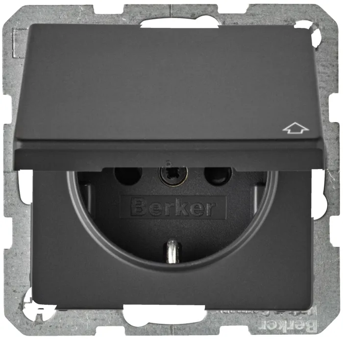 Розетка з з/к, кришка, зах.контактів, 16А/250В, антрацит, Q.x 47516086 47516086