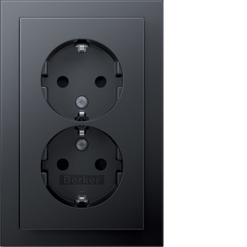 Розетка з з/к 2X, зах.контактів, цільна, антрацит 16А/250В Q.3 47596096
