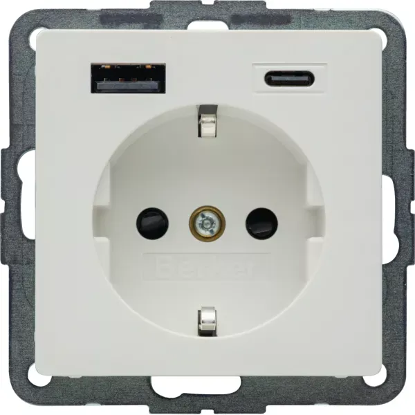 Розетка із з/к + USB A/C 20W PD Q.x Berker 48146089, полярна білизна