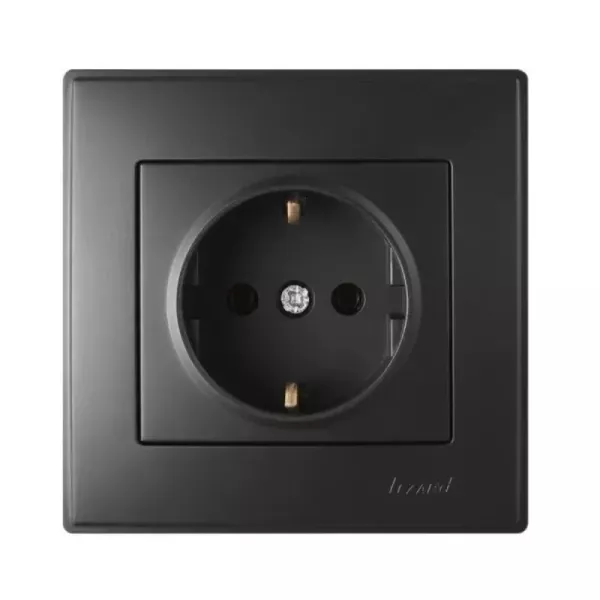 Розетка з заземленням Lezard Lesya, антрацит (705-4242-122B)