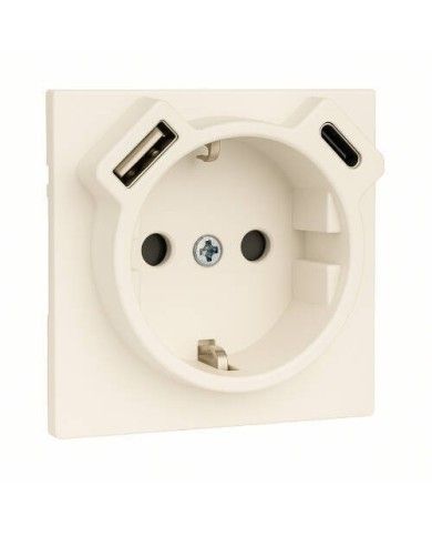 Панель розетки 2P+Z ШУКО + USB TYPE A / TYPE C LOGUS (90630 TMF)