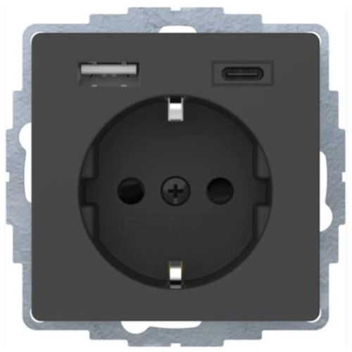 Розетка з з/к 16А/250В + 2хUSB A-С /3A, антрацит Q.x 48046086