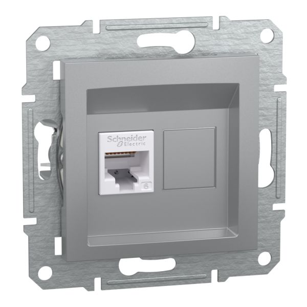 Розетка комп'ютерна 1-я RJ45 кат.6/UTP Asfora алюміній (EPH4700161)