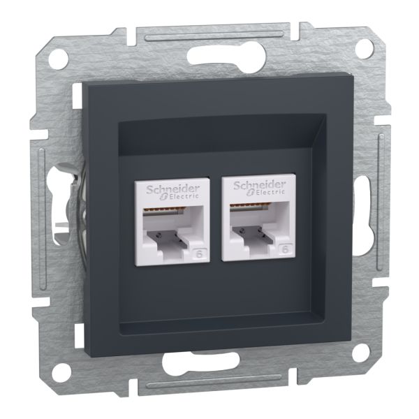 Подвійна комп'ютерна розетка rj45+rj45 кат6 utp, антрацит (EPH4800171)