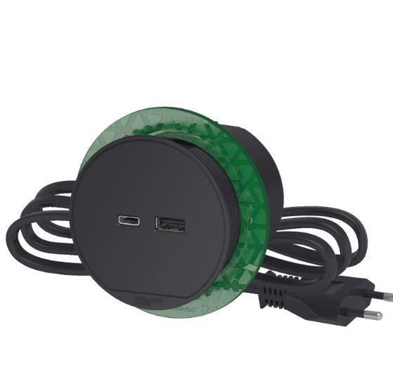 БЛОК РОЗЕТ. USB тип А + тип С, INS44009, антрацит