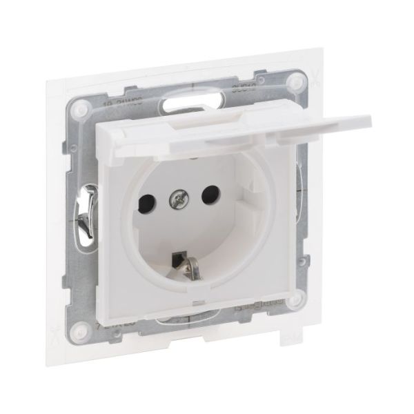 Розетка IP44 із з/к та кришкою і захист. шторками (пруж.клеми) 16А/250V Legrand SUNO 721123 білий