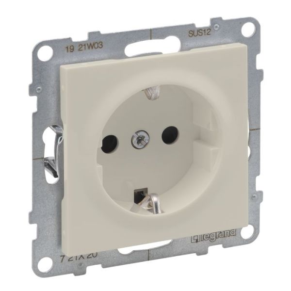 Розетка із з/к та шторками (пруж.клеми) 16А/250V Legrand SUNO 721220 слонова кістка