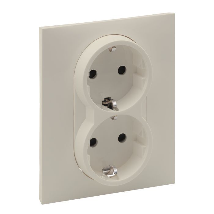Розетка 2-а. із з/к та шторками (пруж.клеми) 16А/250V Legrand SUNO 721226 слонова кістка 721226