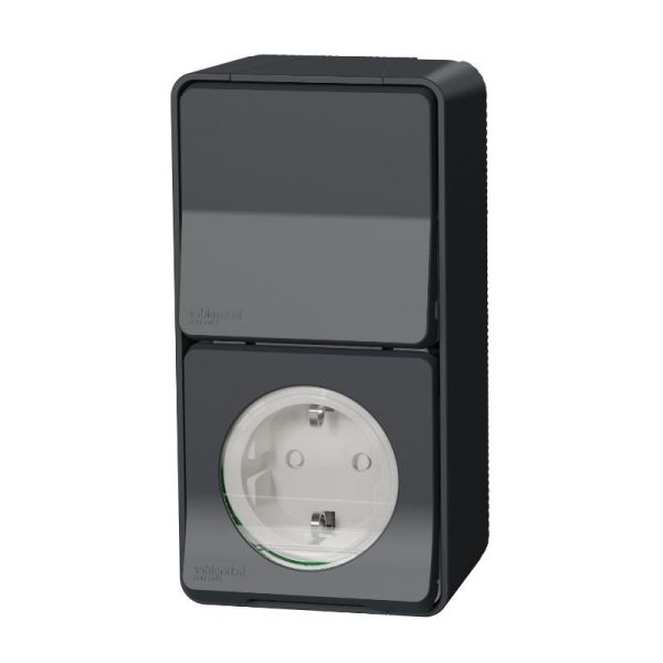 Блок из розетки и переключателя IP55 наружный монтаж, черный Mureva Styl Schneider Electric MUR36024