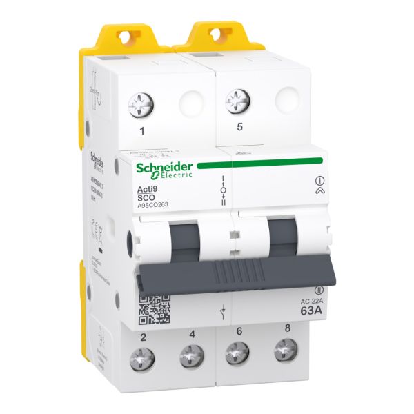 Двополюсний перемикач I-0-II Acti9 iSSW 2Р 63A 400/415В Schneider Electric A9SCO263