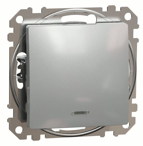 Перемикач з підсвіткою 1-кл Schneider Sedna Design SDD113106L Алюміній