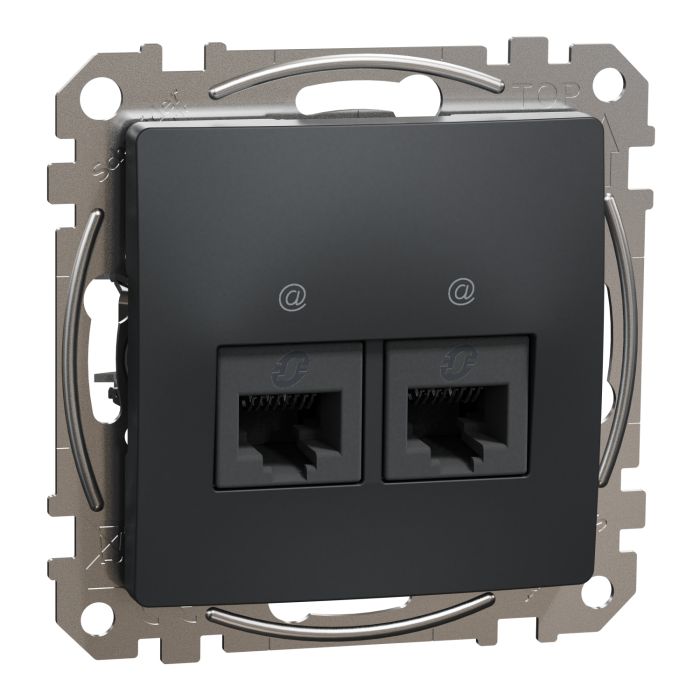 Комп'ютерна розетка 2xRJ45 кат. 6 UTP Schneider Sedna Design SDD114462 Чорний SDD114462
