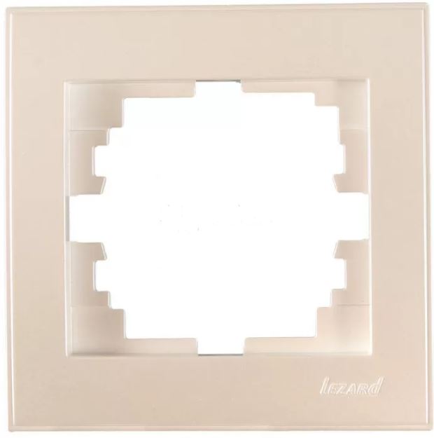 Рамка одинарная  с боковой вставкой, жемчужно-белый перламутр Lezard RAIN (703-3030-146) купити