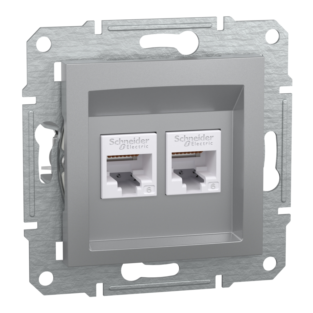 Подвійна комп'ютерна розетка rj45+rj45 кат5e utp, алюміній (EPH4800161) купити