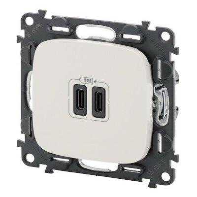 Зарядное устройство с двумя USB-разъемами тип C 240В/5В 3000мА. Valena ALLURE, перламутр (755349) купити