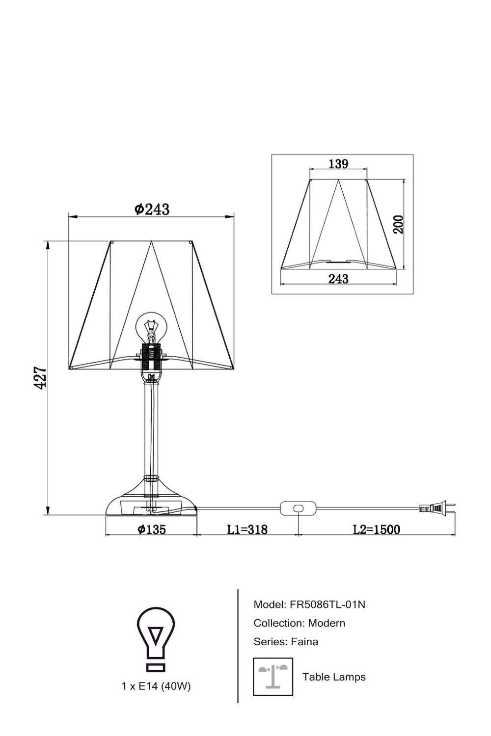 Настольная лампа Modern Faina FR5086TL-01N (29015) купити