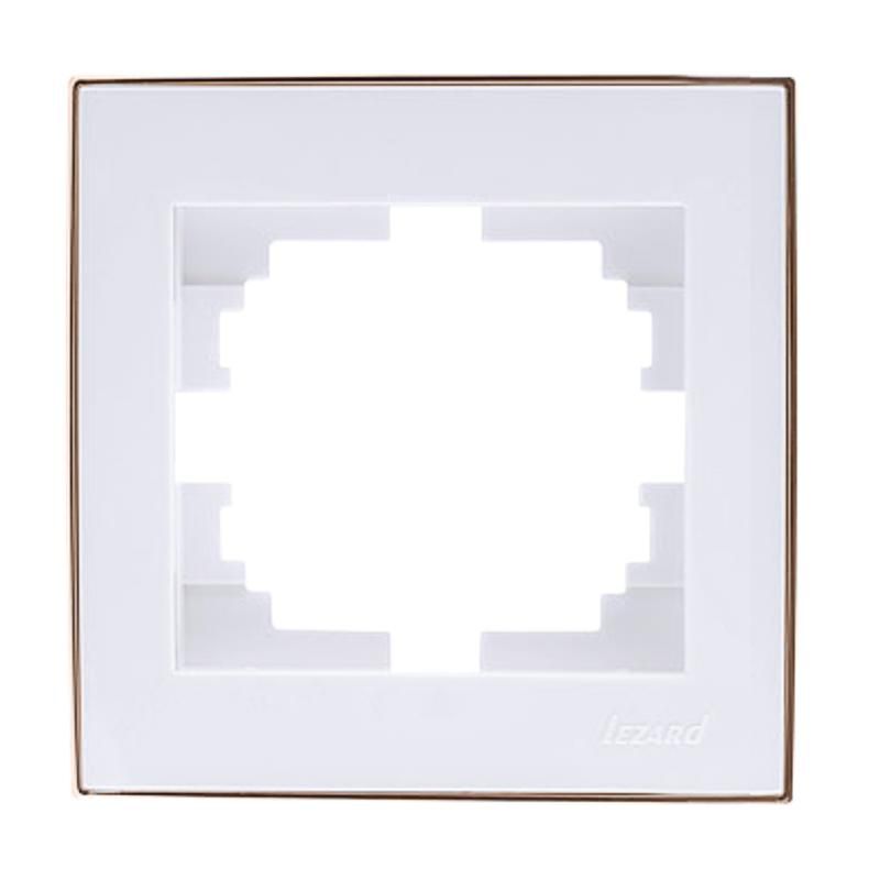 Рамка одинарная белая с боковой вставкой золото LEZARD RAIN (703-0226-146) купити