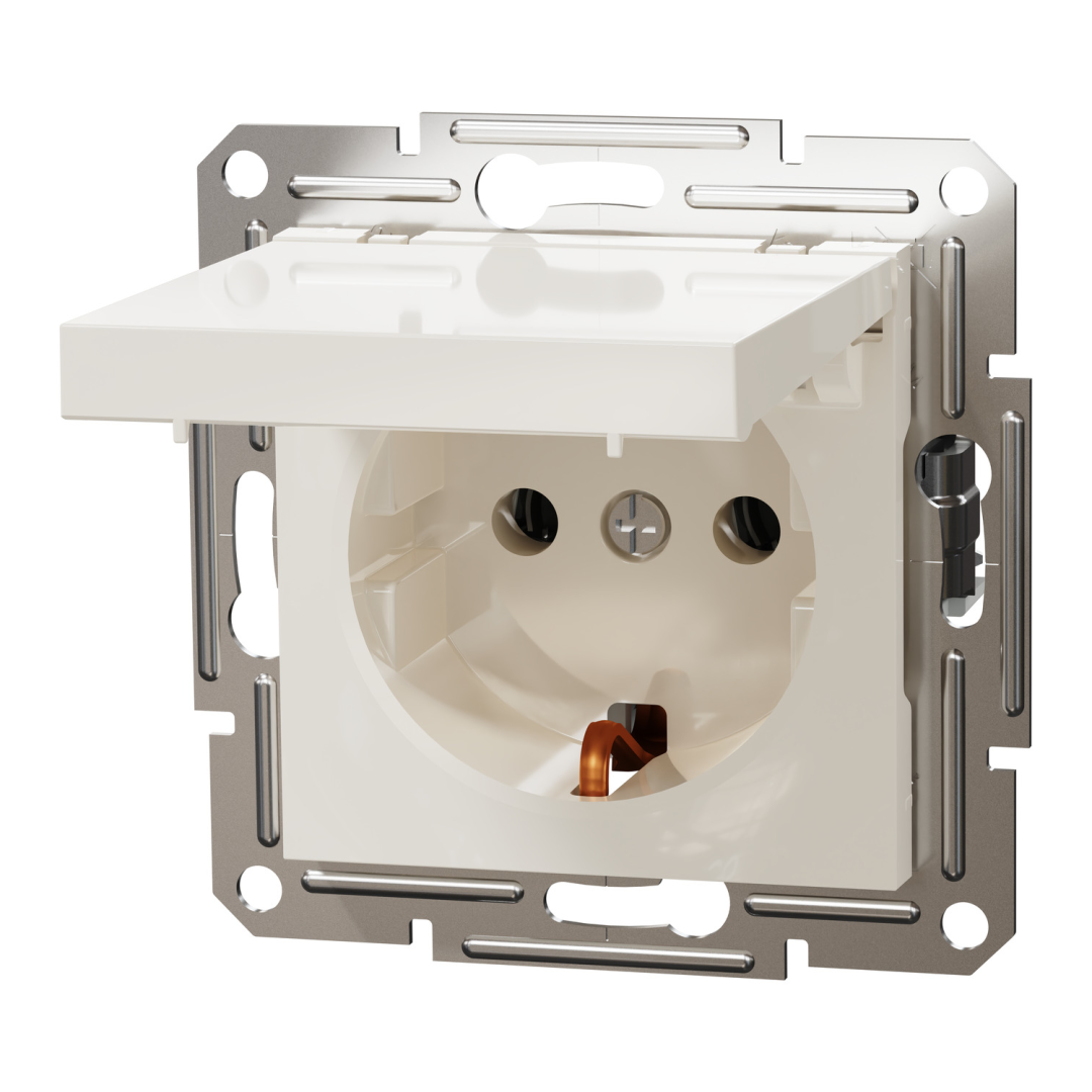 Розетка з кришкою із заземленням Asfora Schneider Electric EPH3170123 крем без рамки купити
