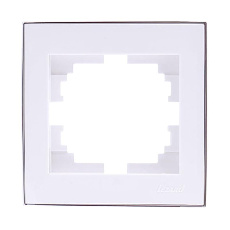 Рамка 1м белая с боковой вставкой хром LEZARD RAIN (703-0225-146) купити