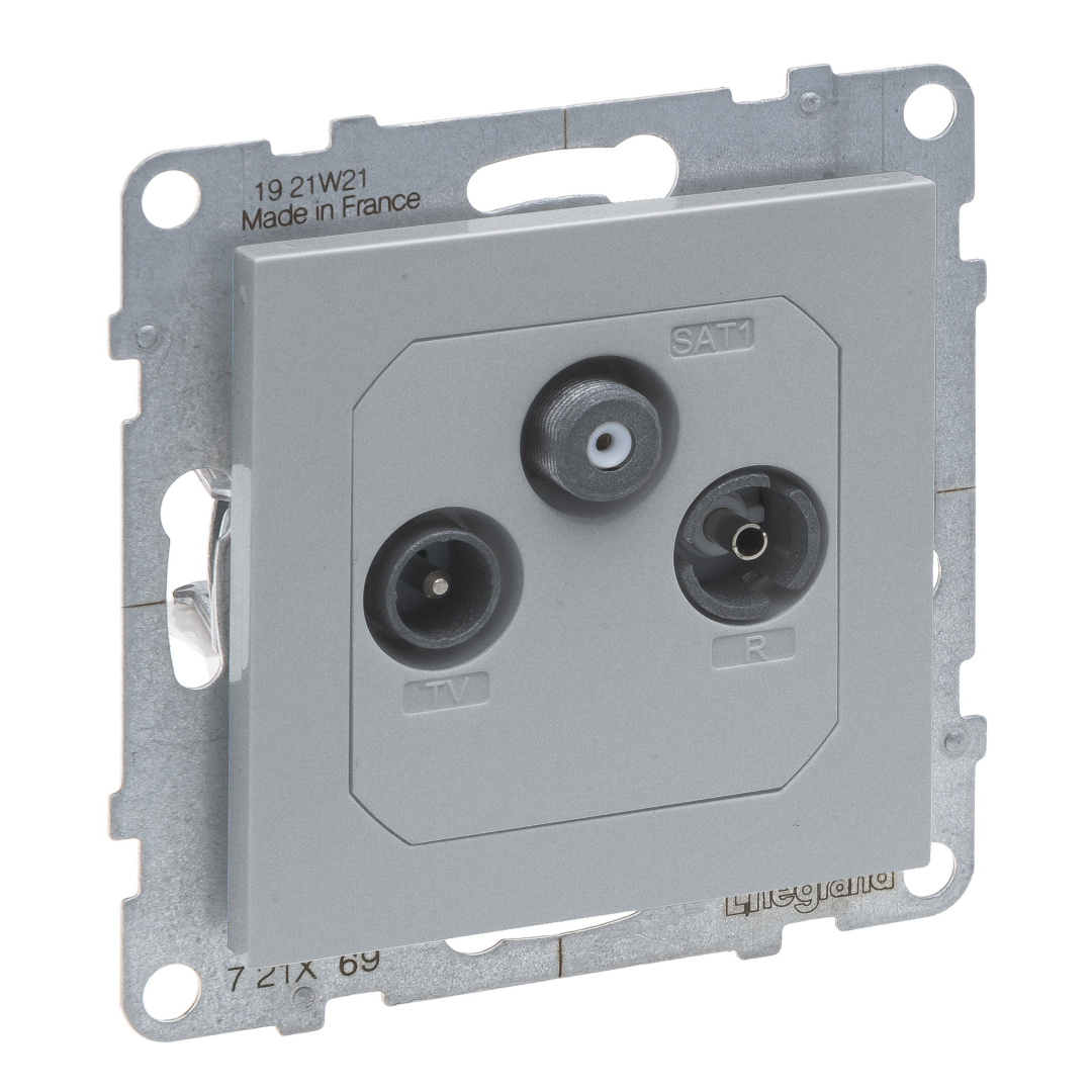 Розетка TV-R-SAT кінцева 10dB Legrand SUNO 721369 алюміній купити