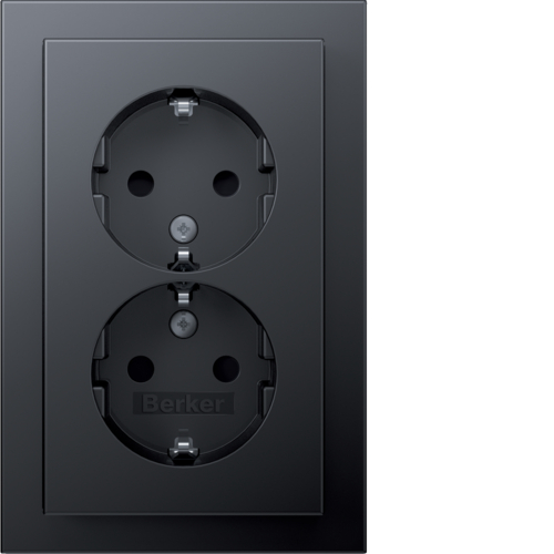 Розетка з з/к 2X, зах.контактів, цільна, антрацит 16А/250В Q.3 47596096 купити