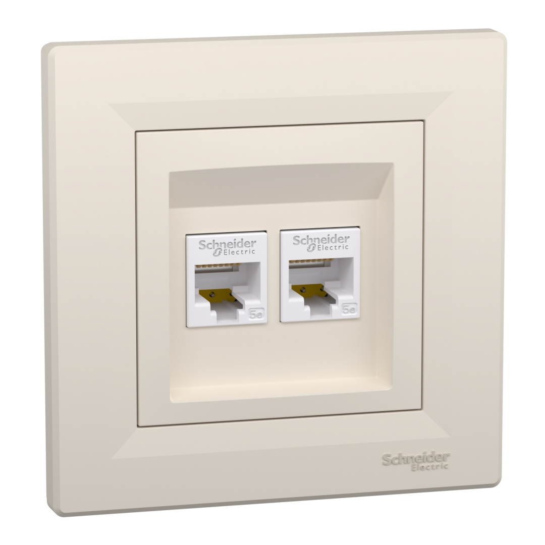 Розетка комп'ютерна, rj45, кат.5е, utp, подвійна, кремовий (EPH4400123) купити