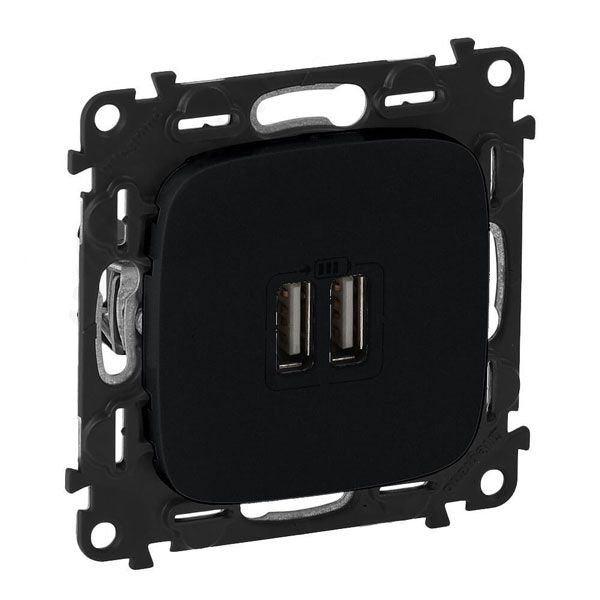 Розетка USB для зарядки двойная, антрацит, Valena ALLURE (754998) купити