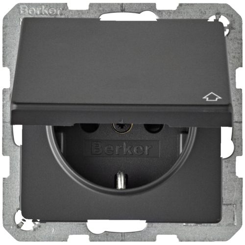 Розетка з з/к, кришка, зах.контактів, 16А/250В, антрацит, Q.x 47516076 купити