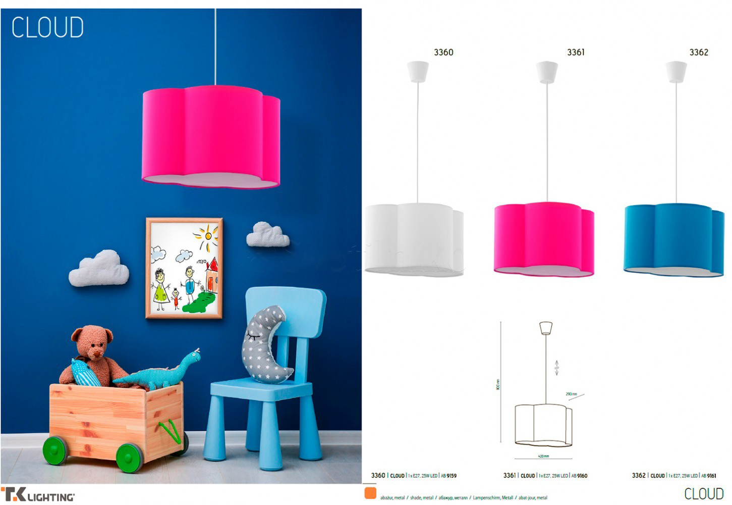 Подвесной светильник TK LIGHTING 3362 CLOUD купити