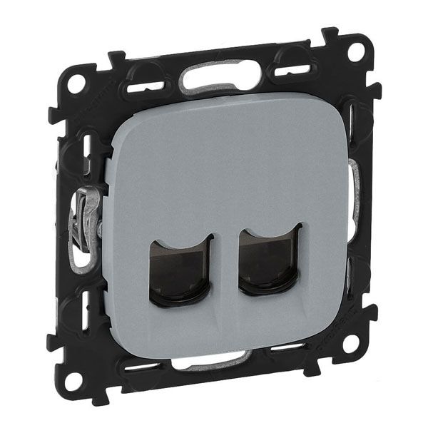 Розетка двойная RJ45 Кат.6 UTP, алюминий, Valena ALLURE (753943) купити
