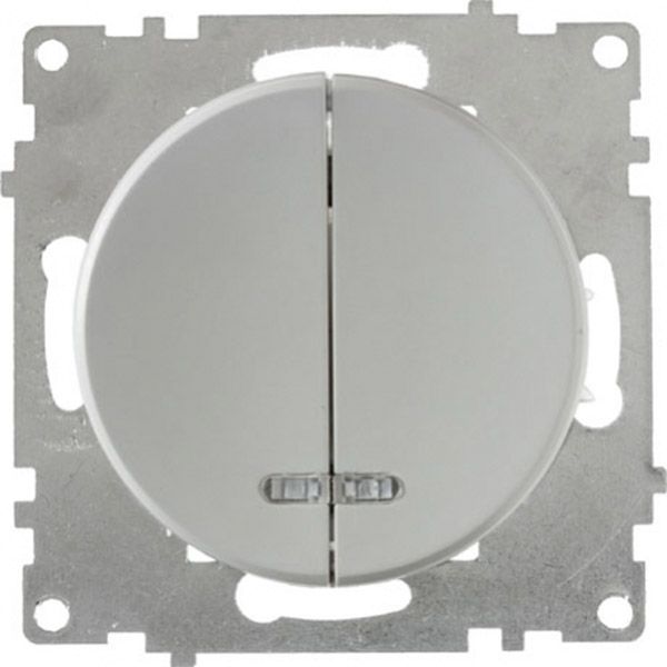 Выключатель двухклавишный  с подсветкой Florence, серый (1E31801302) купити
