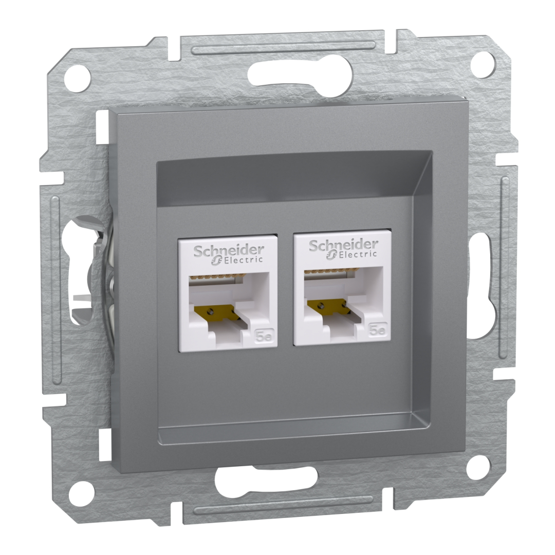 Подвійна комп'ютерна розетка rj45+rj45 кат5e utp, сталь (EPH4400162) купити