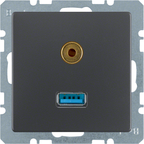 Розетка USB/3.5мм аудіо, антрацит, Q.x 3315396086 купити