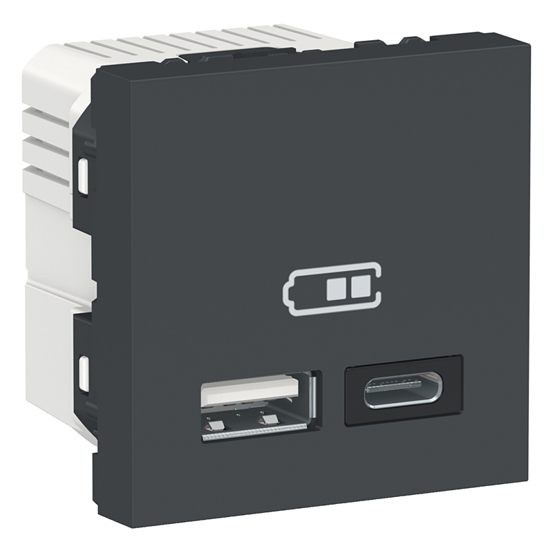 Двойная USB розетка A+C Unica New, NU301854, антрацит купить