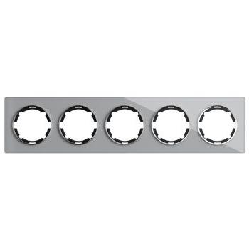 Рамка стеклянная 5-постовая OneKeyElectro, серия Garda, серый (2E52501301) купити