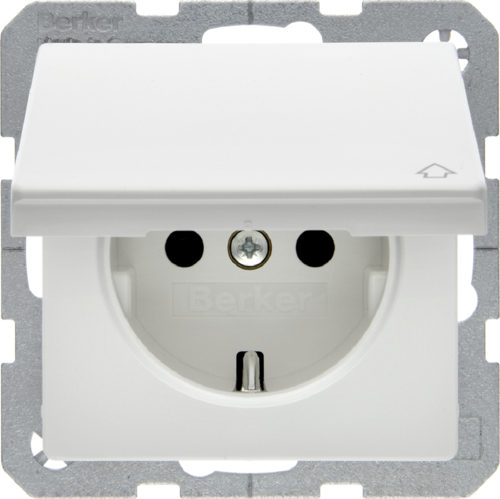 Розетка з з/к, кришка, зах.контактів, 16А/250В, пол.білизна, Q.x 47516079 купити