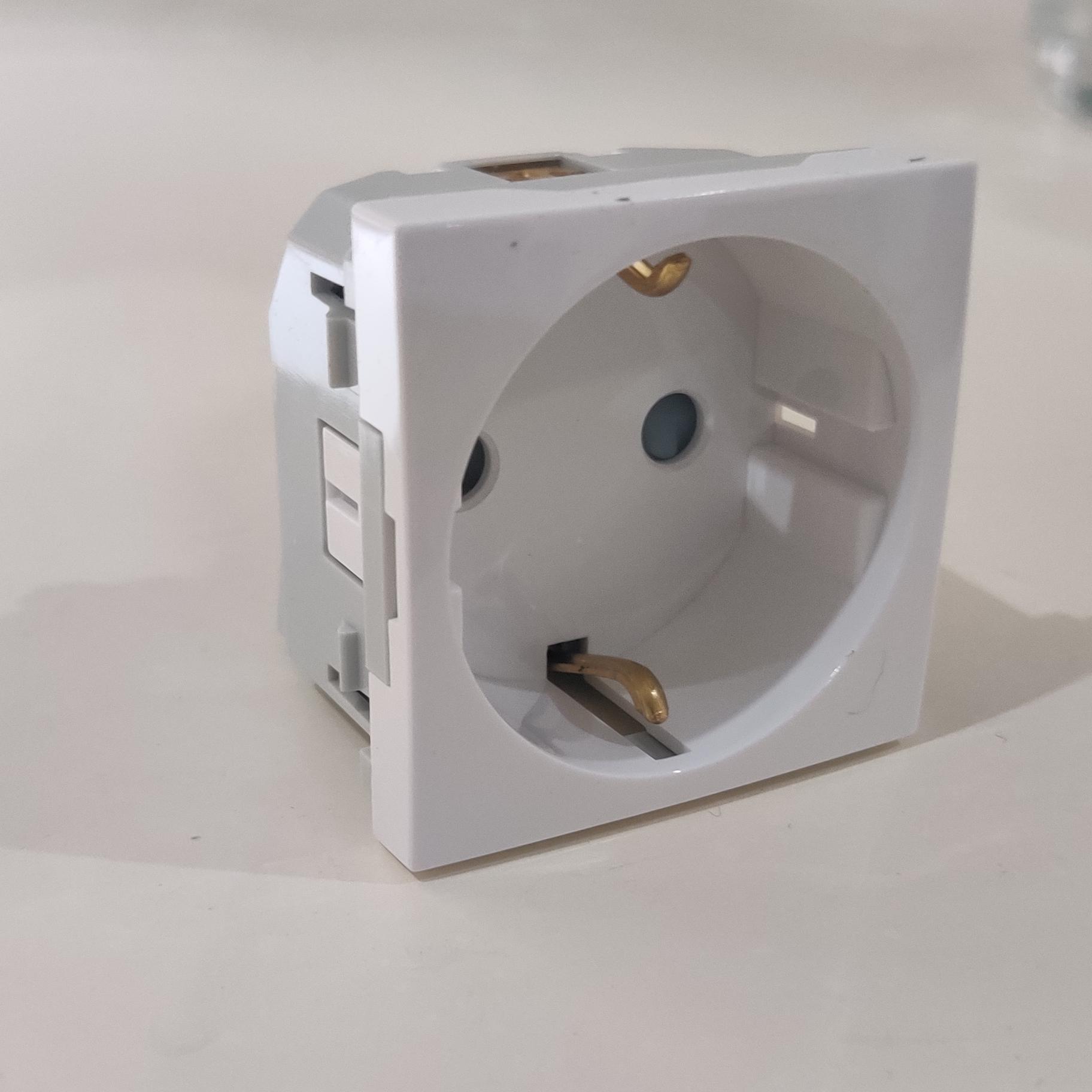 Механізм розетки горизонтальний 2P+Z ШУКО 16A 250V- 2 мод. Білий (45129 SBR) купити