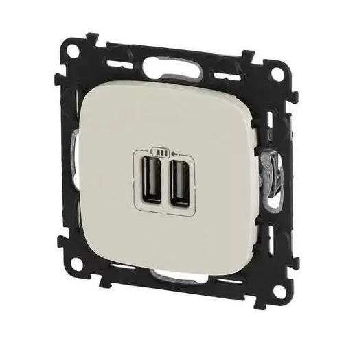 Зарядное устройство с двумя USB-разъемами тип C 240В/5В 3000мА Valena ALLURE слоновая кость (755346) купити