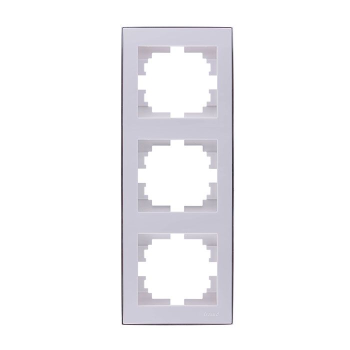 Рамка 3-а вертикальная с боковой вставкой, белый-хром Lezard RAIN (703-0225-153) купити