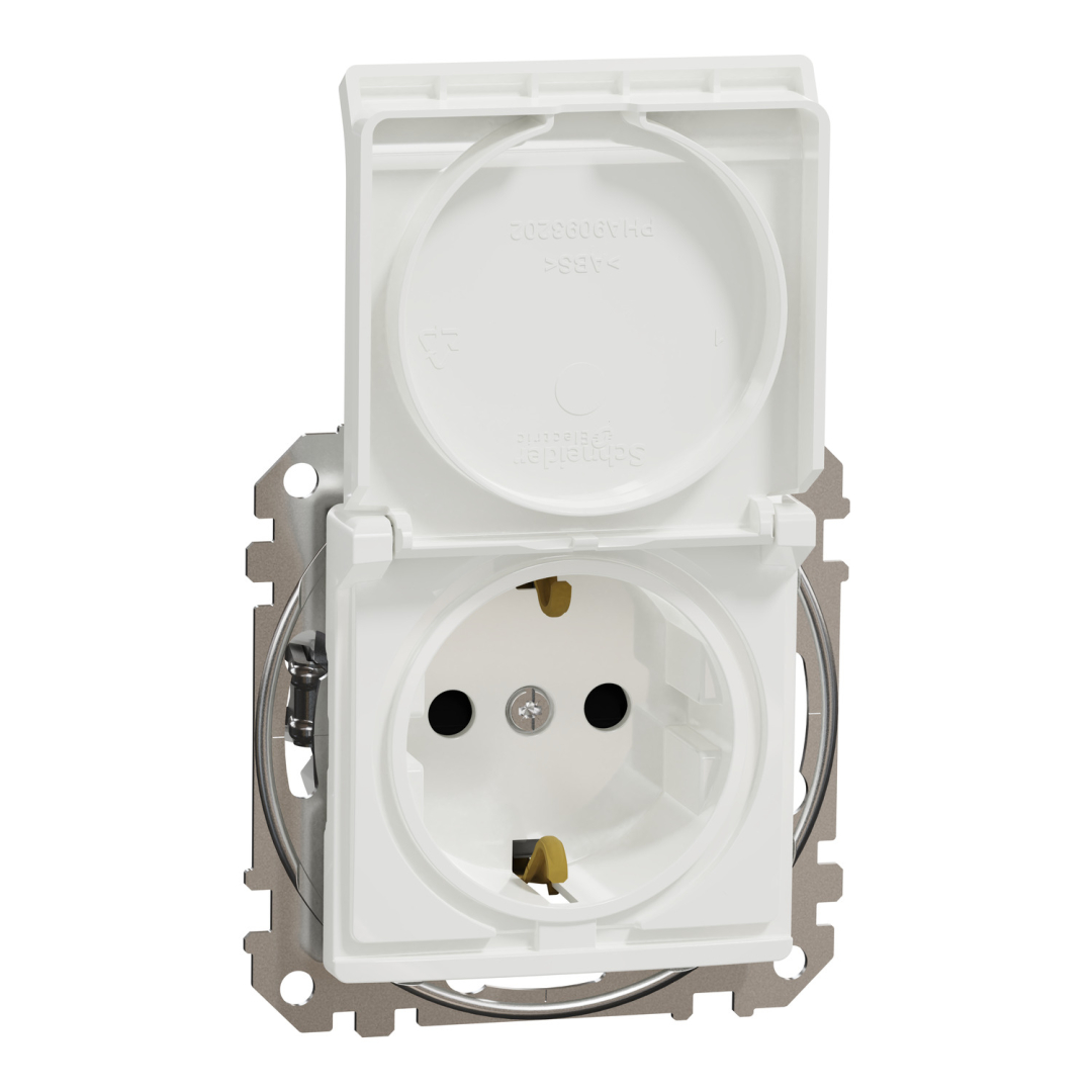 Розетка з з/к зі шторками і кришкою Schneider Sedna Design SDD111024 Білий купити
