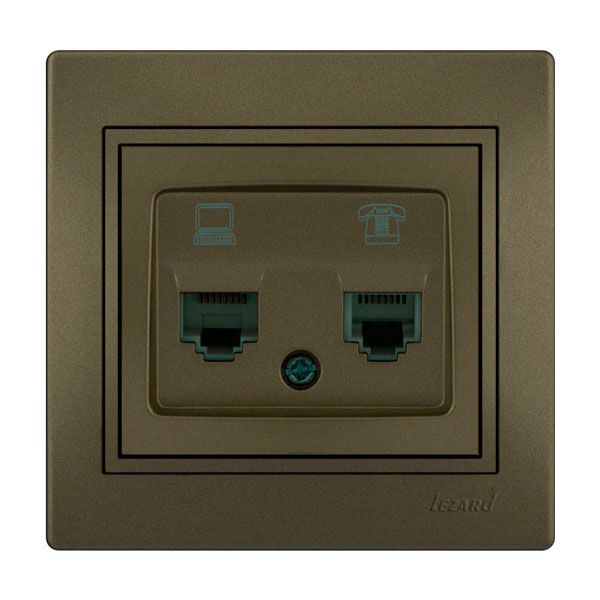 Розетка компьютер+телефон Lezard Mira, светло-коричневый перламутр  (701-3131-143) купити