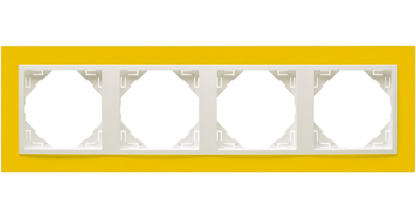 Рамка 4-местная универсальная LOGUS желтый металлик ледяной (90940 TRG) купити