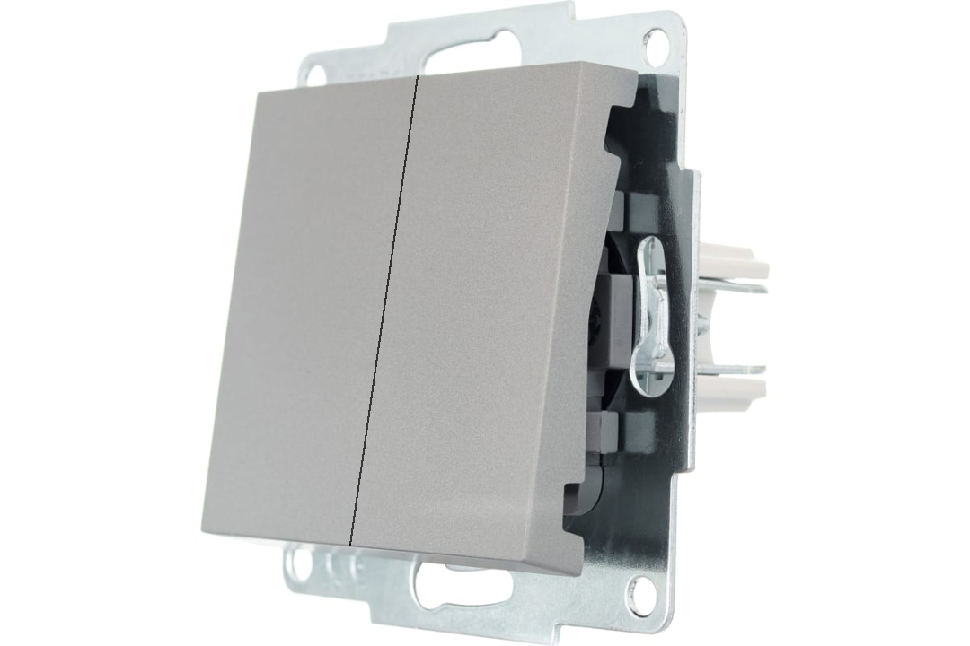 Вимикач подвійний Lezard VESNA Сірий (742-3588-101) купити