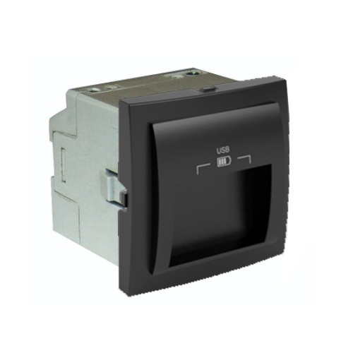 Подвійний зарядний пристрій USB типу A з розетками на 20º - 2мод. Чорний матовий Quardo 45 (45384 SPM) купити