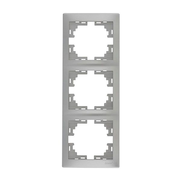 Рамка 3-постовая вертикальная б/вст Lezard Mira, серый металлик  (701-1010-153) купити