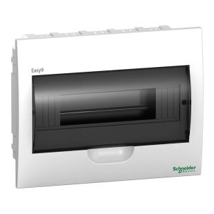 Щит пластиковый встраиваемый 1 ряд, 12 модулей, Easy9, дымчатая дверь фото Щит пластиковый встраиваемый 1 ряд, 12 модулей, Easy9, дымчатая дверь купить