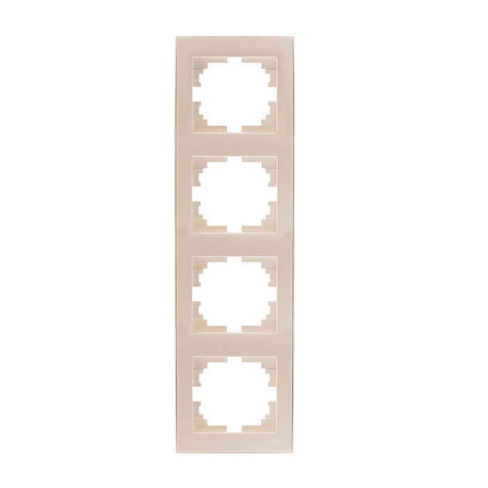 Рамка 4-а вертикальная с боковой вставкой, жемчужно-белый перламутр Lezard RAIN купити