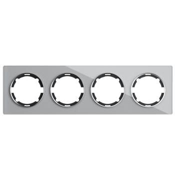Рамка стеклянная 4-постовая OneKeyElectro, серия Garda, серый (2E52401301) купити